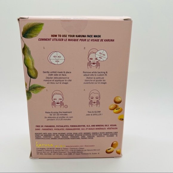 NWT Karuna Hydrating+ Facial Sheet Mask:Soybean & Hyaluronic Acid Help Restore - Picture 11 of 13